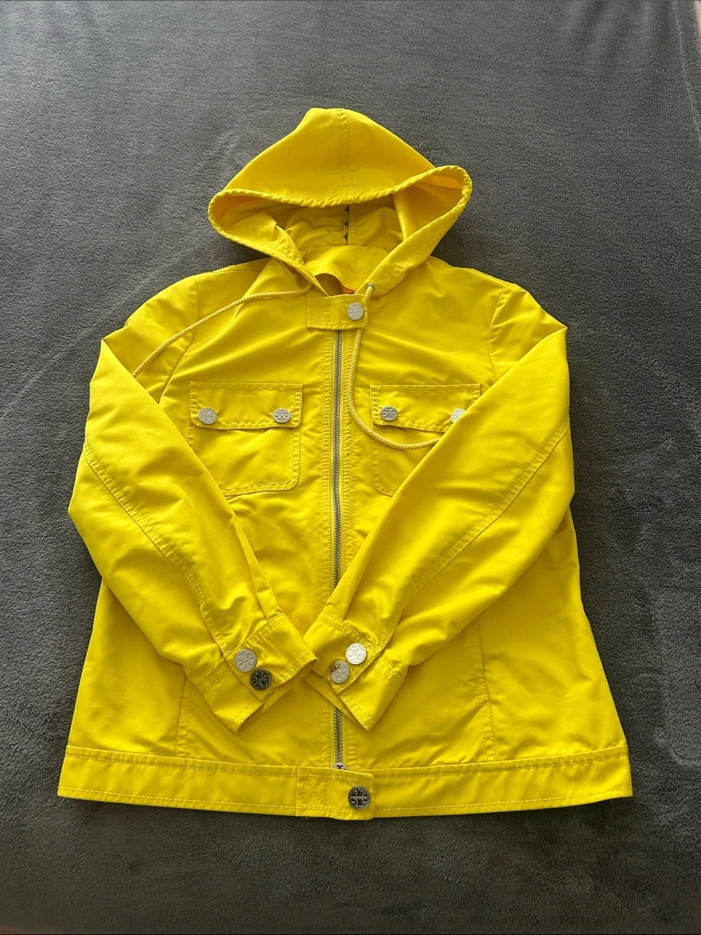Tory Burch Bright Yellow water resistant Hooded Jacket
